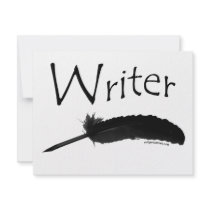 Writer with quill pen invite