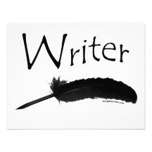 Writer with quill pen invite