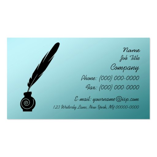 Writer's Quill & Ink Profile Card Business Card (front side)