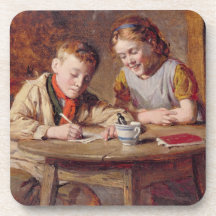 Writing a Letter (oil on panel) Coasters