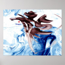 Writing brush letter art work dragon Dragon Print