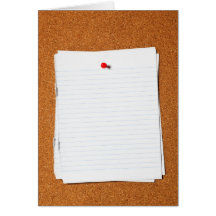 Writing paper on corkboard card