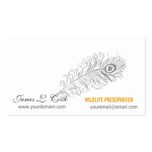 Writing Pen Classic Peacock Feathers Business Card Templates (front side)