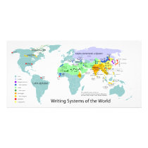 Writing Systems Map of the World Chart Custom Photo Card