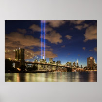 WTC Lights Brooklyn Bridge Print