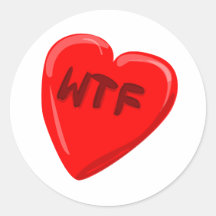 WTF Heart Round Sticker