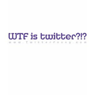 WTF is Twtr?!? Purple on white fitted wmn tee shirt