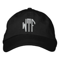 WTF lg oct adj blk ht embroidered hats