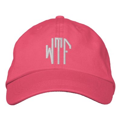 WTF lg oct adj pnk Embroidered Hats by twitterfunny