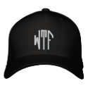 WTF lg oct fitted blk ht embroidered hats