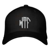 WTF lg oct fitted blk ht embroidered hats