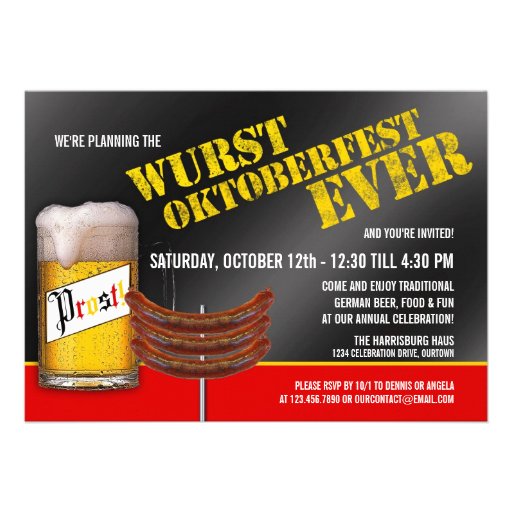 Wurst Oktoberfest Party Invitations (front side)