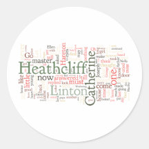 Wuthering Heights Word Cloud Round Stickers