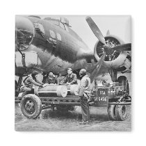 WW2 Airplane and Crew: 1940s Fridge Magnet