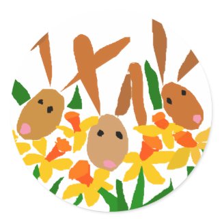 WW- Bunny Rabbits and Daffodils Art