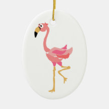 WW- Funny Flamingo Primitive Art Cartoon Ornament