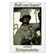 WWI German War Bond Poster Greeting Cards