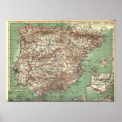 a map of spain and portugal. WWI Map of Spain and Portugal