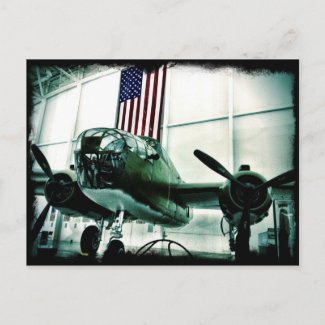 WWII Airplane American Flag Patriotic Postcards