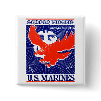 WWII Marine Corps Poster Pinback Button