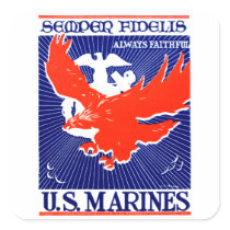 WWII Marine Corps Poster Square Sticker