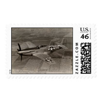 WWII P-51 Mustang in Flight Postage Stamps