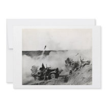 WWII US Marine truck mounted rockets, Iwo Jima Invitation