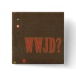 WWJD rust text whimsy Button