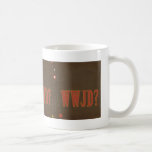 WWJD rust text whimsy Coffee Mugs