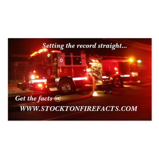 WWW.STOCKTONFIREFACTS.COM BUSINESS CARD TEMPLATES