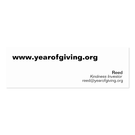 www.yearofgiving.org, Reed, reed@yearofgiving.o... Business Card Template (front side)