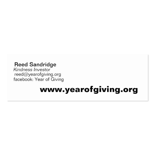 www.yearofgiving.org, Reed, reed@yearofgiving.o... Business Card (front side)