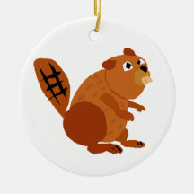 WX- Funny Beaver Primitive Art Christmas Ornaments