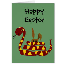 WX- Funny Snake Squeezing Rabbit Cartoon Card