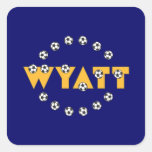 Wyatt in Soccer Gold Square Stickers