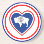 Wyoming Flag Heart Drink Coasters