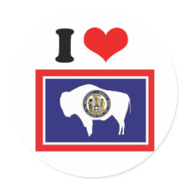 WYOMING FLAG ROUND STICKERS