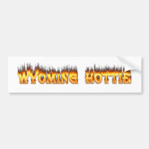 Wyoming hottie fire and flames bumper sticker