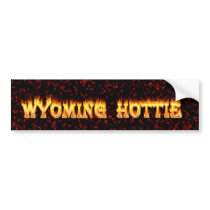 Wyoming hottie fire and flames design red bumper stickers