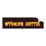 Wyoming hottie fire and flames design red bumper sticker