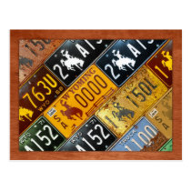 Wyoming State License Plate Map by Design Turnpike postcards