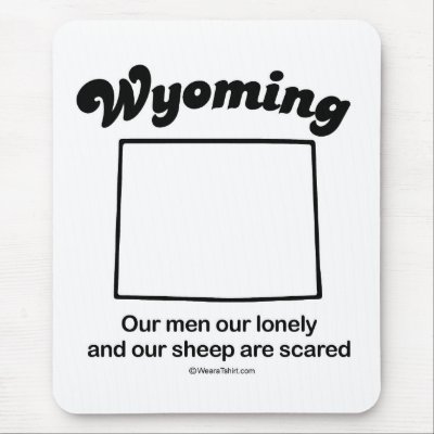 WYOMING - "WYOMING STATE MOTTO" T-shirts and Gear Mouse Mats by humortees