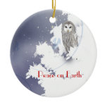 X003_Winter Owl, Peace on Earth Christmas Ornaments