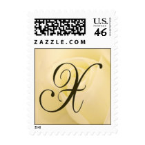 X - Custom Monogram Postage White Rose postage