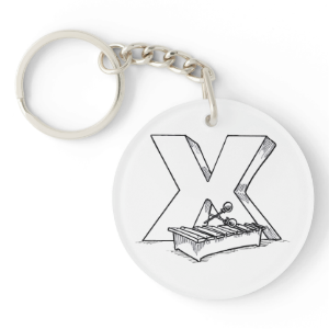 x for xylophone outline acrylic keychain