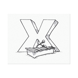 x for xylophone outline gallery wrap canvas