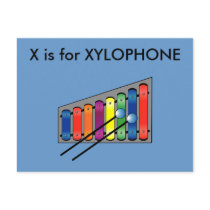 "X" is for Xylophone Alphabet Flashcard postcards by Regella "X" is for Xylophone Alphabet Flashcard postcards
