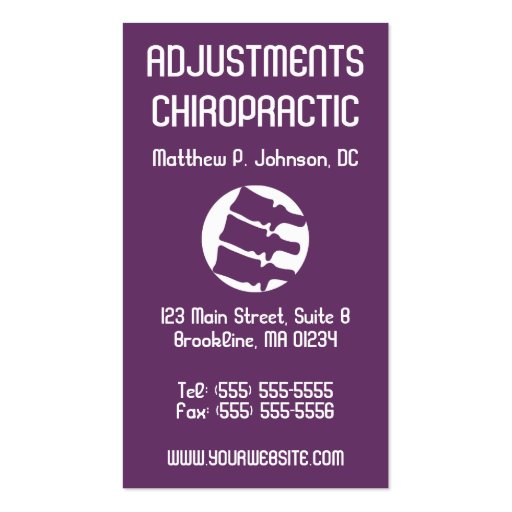 X-Ray Art Vertical Chiropractic Business Cards (front side)