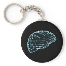 X-RAY BRAIN SIDE VIEW BLUE KEY CHAINS