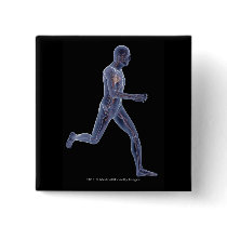 X-ray of the vascular system in a running man pinback buttons